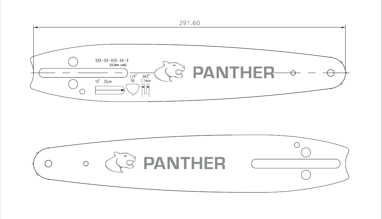 E20-D2-42K-CV-1 [MUST Have 1/4 Drive Sprocket Fitted] 20"[50cm] Panther Mini Husky [K095 Mount] 1/4 .043 100 drive links